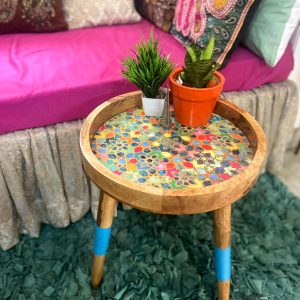 Mango Wood Accent Table Teal