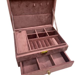 Suede Jewellery Box Dusky Pink