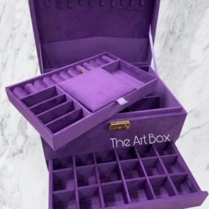 Premium Suede Three Layer Jewellery Box : Passion Purple