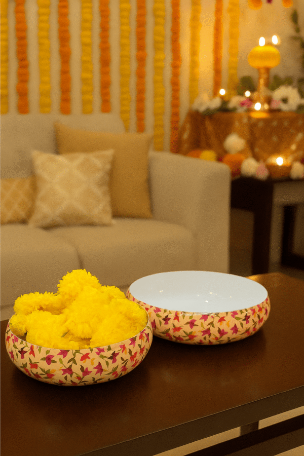 Meena Urli Set of Two : Floral Design